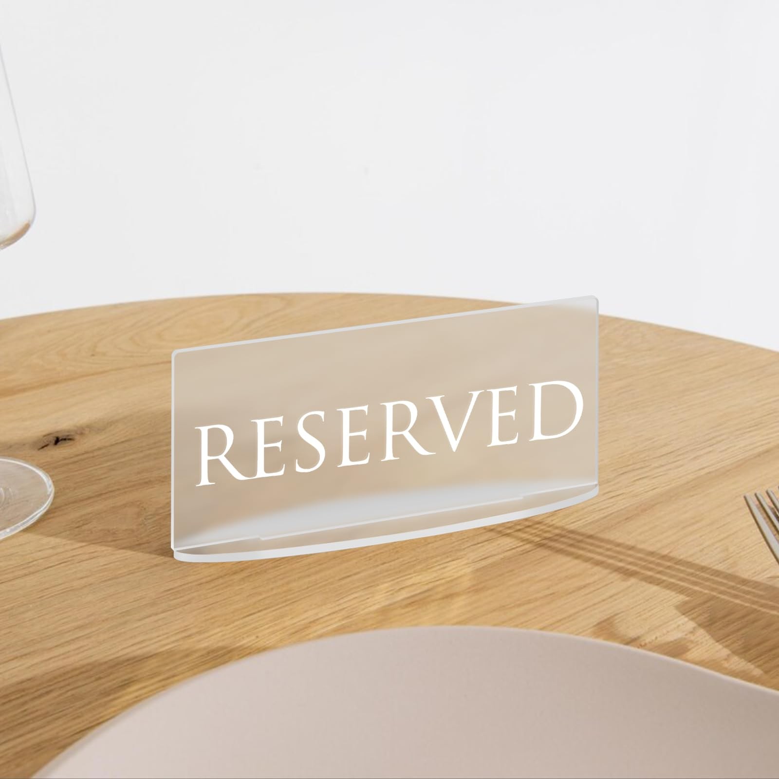 6 PCS Frosted Acrylic Reserved Table Signs Oval Stand 6×2.8 Inch Event Decor