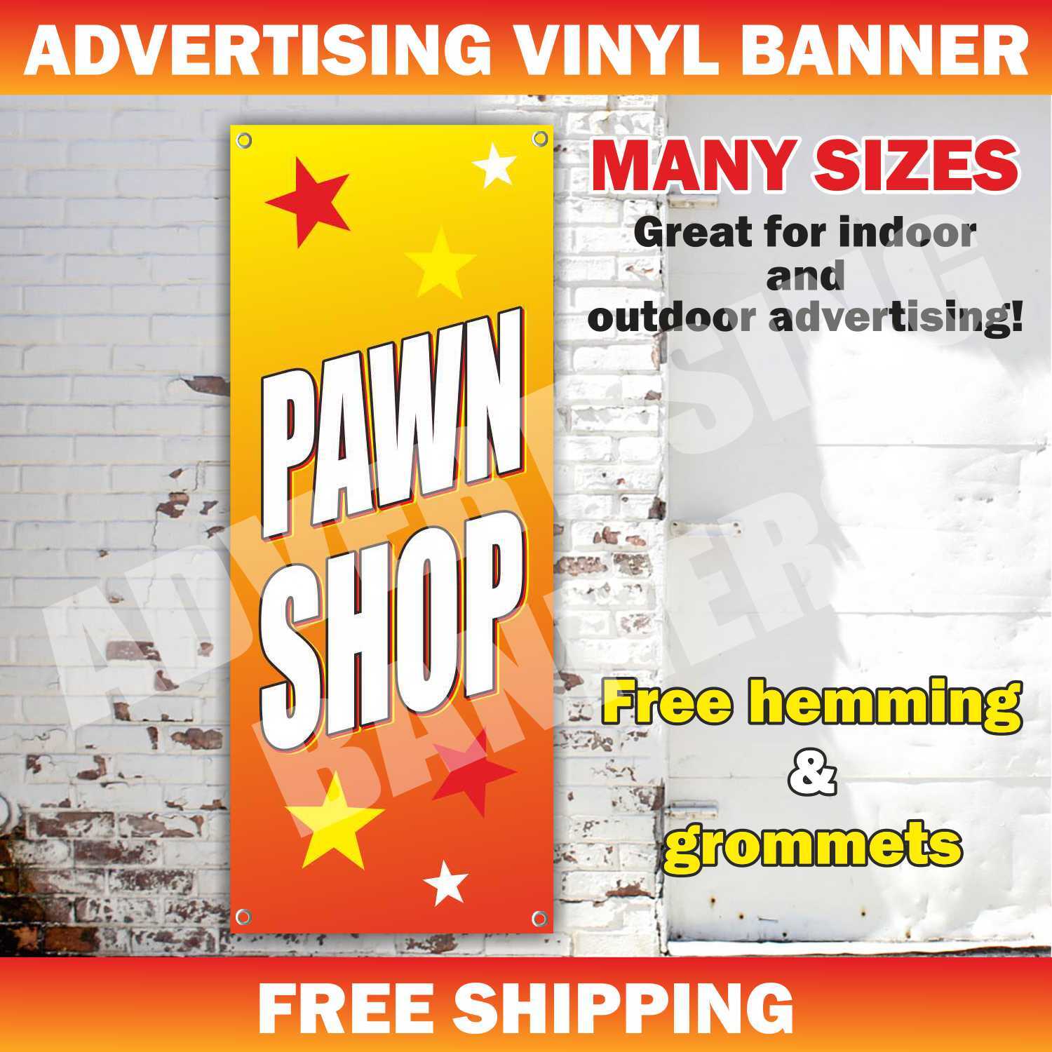 PAWN SHOP Advertising Banner Vinyl Mesh Sign Flag gold cash Jewelry Silver coin