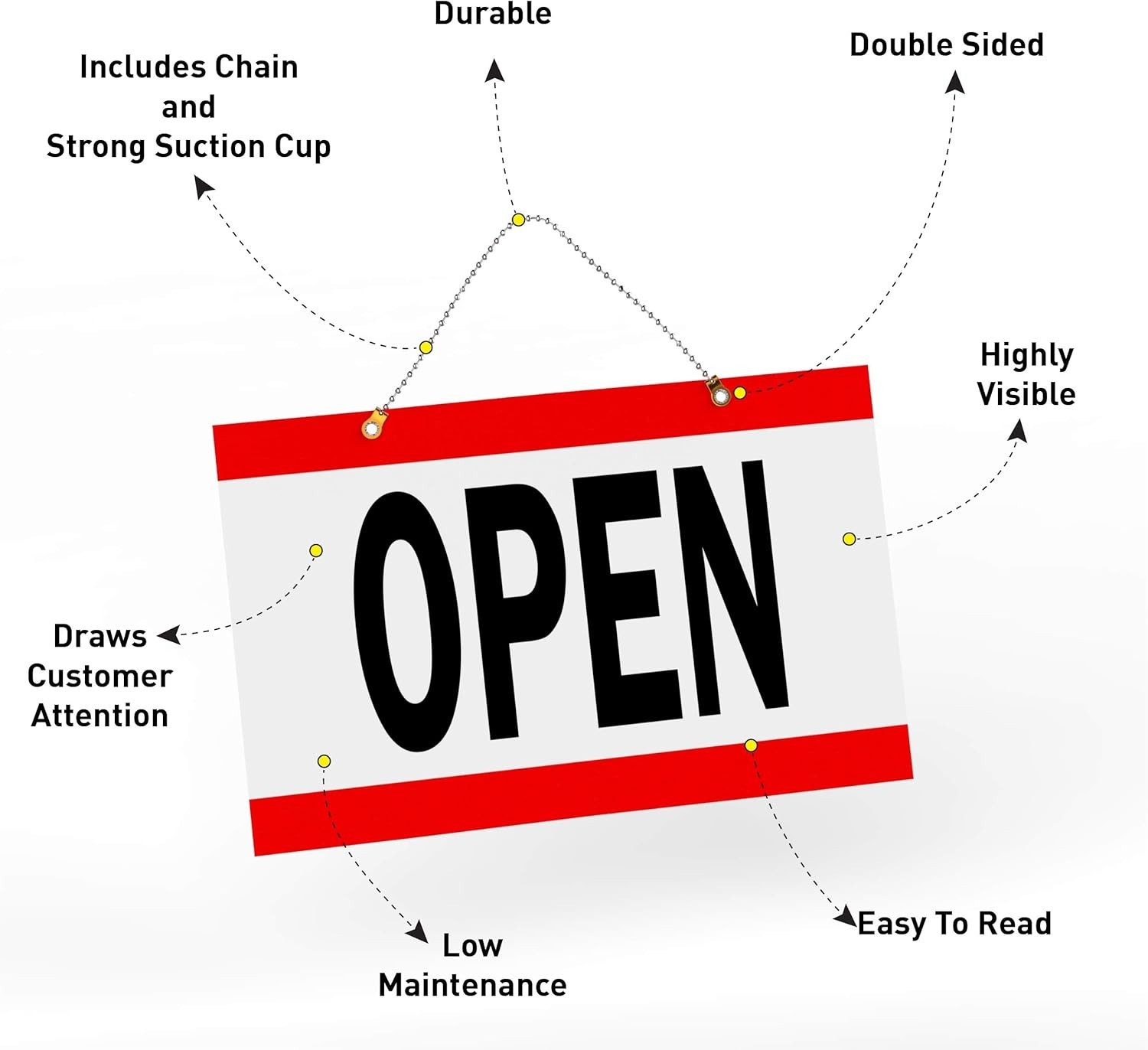 Customizable Open Closed Sign for Business Hours – Bright Red/White, 11.7″ x …
