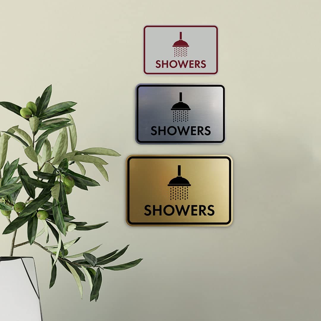 Classic Framed Showers Sign Black Silver Small 2 Pack Wall Door Decor