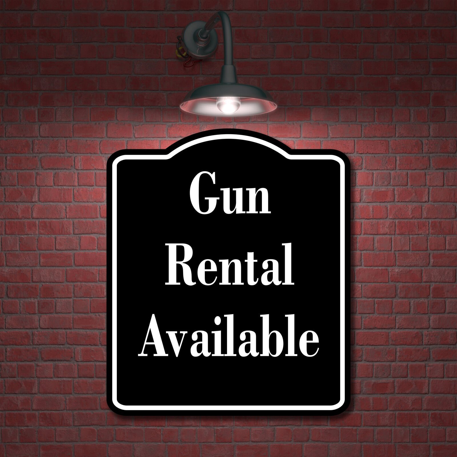 Gun Rental Available Gun Range Archery BLACK Aluminum Composite Sign