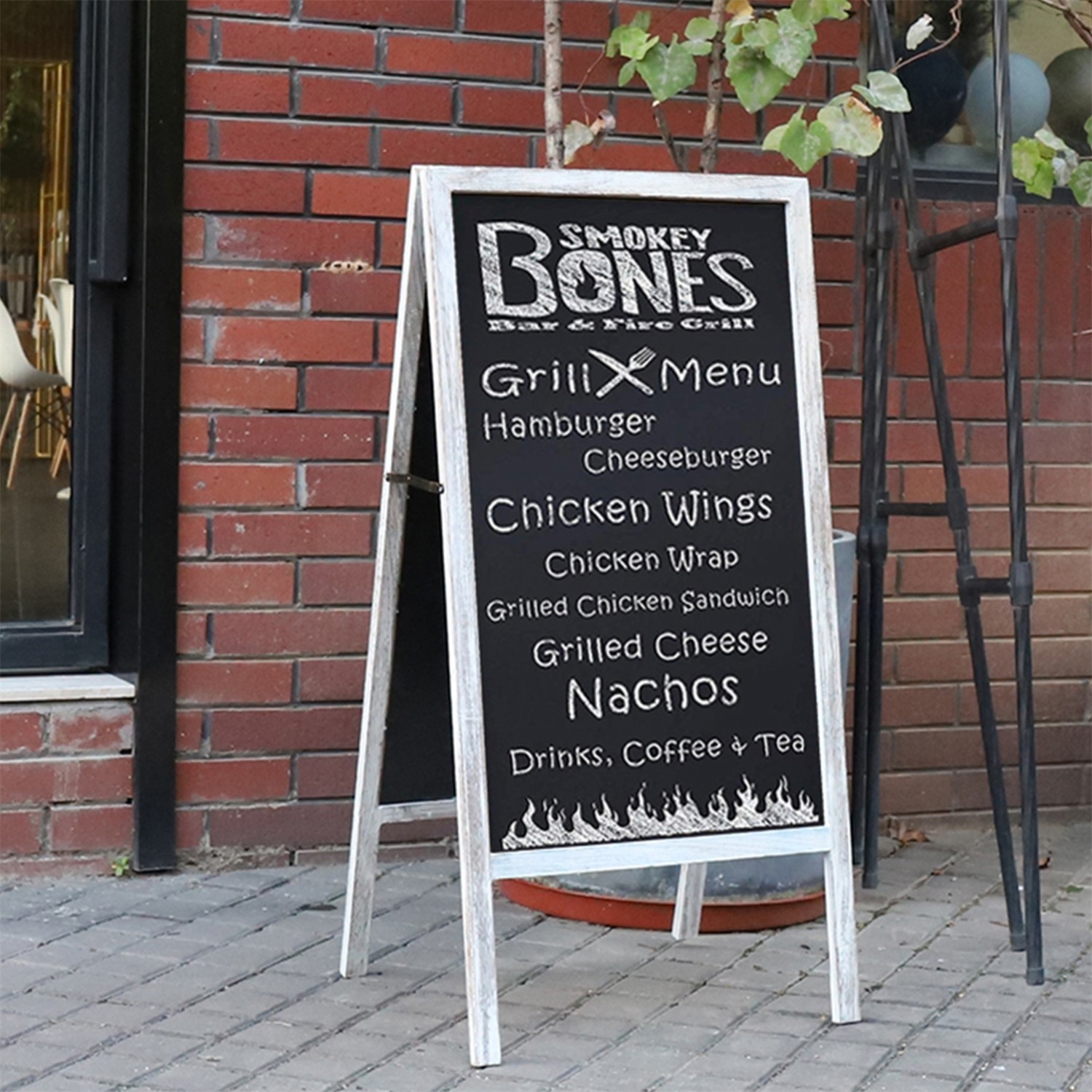 Free Standing Magnetic Chalkboard Solid Sidewalk Sign Display Board Outdoor Deco