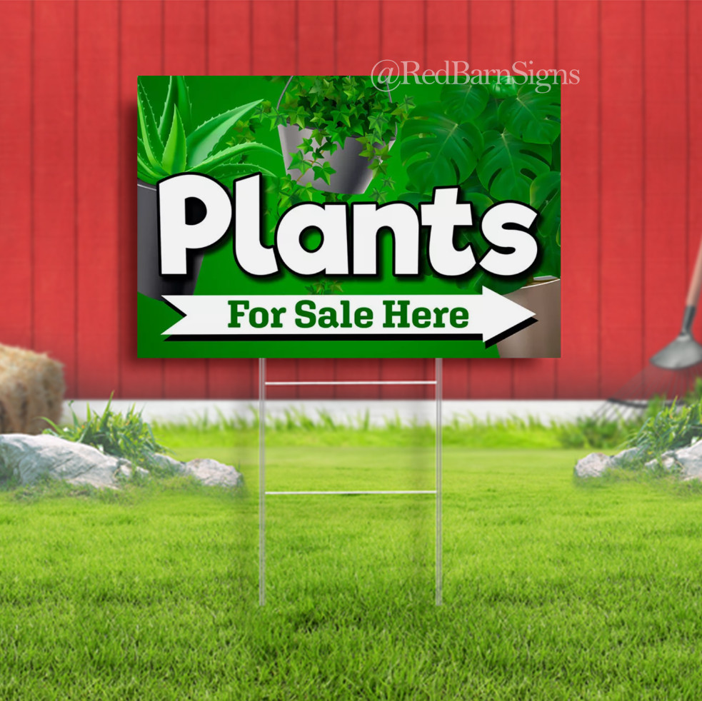 PLANTS One-Sided Yard Signs with Metal Stakes