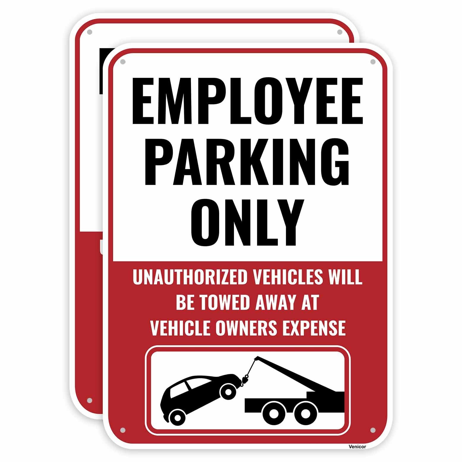Employee Staff Parking Only Sign Aluminum Metal Wall Plaque 14×10 Inch 2 PCS