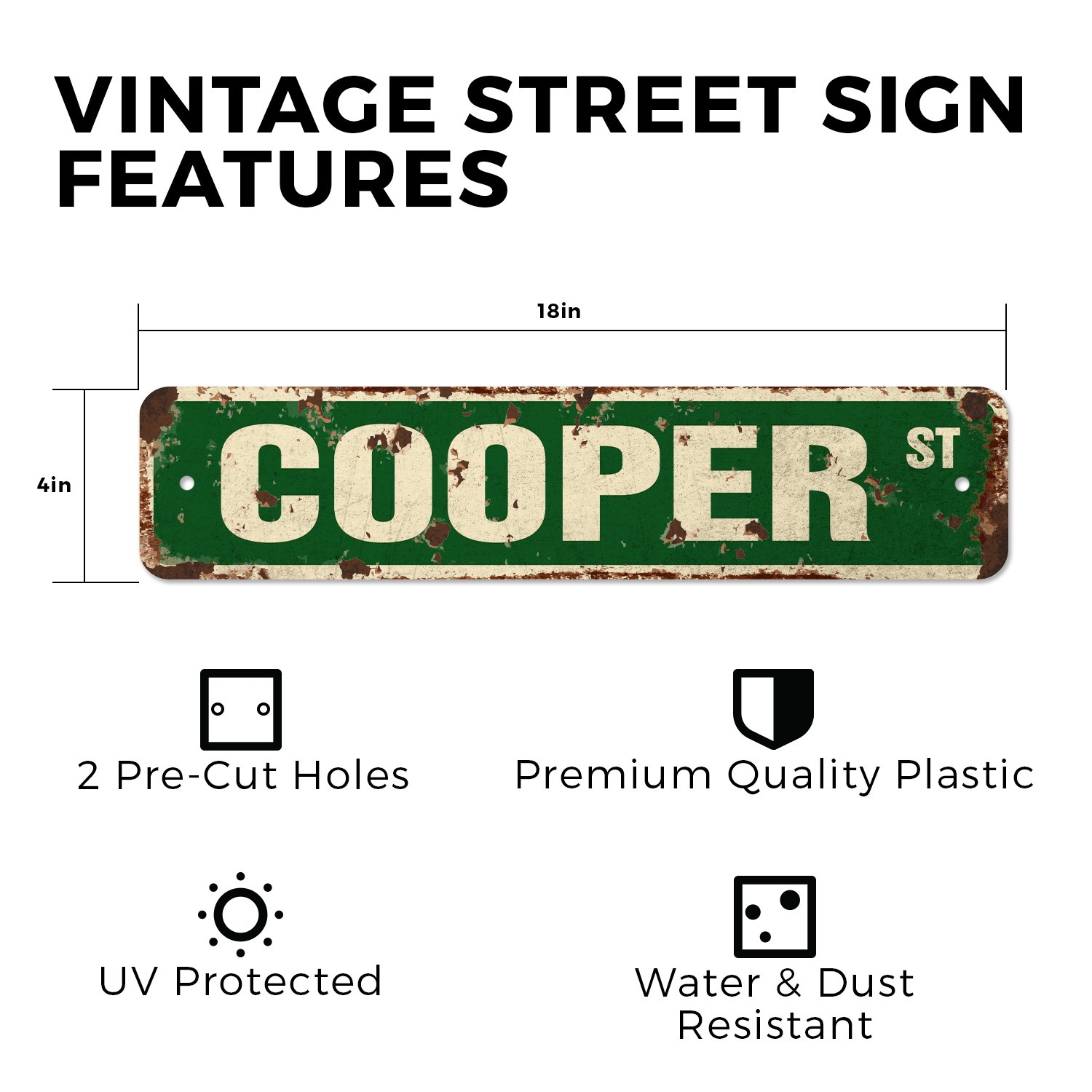 COOPER Vintage Style Rustic Street Sign Childrens Name Room Metal Road Sign