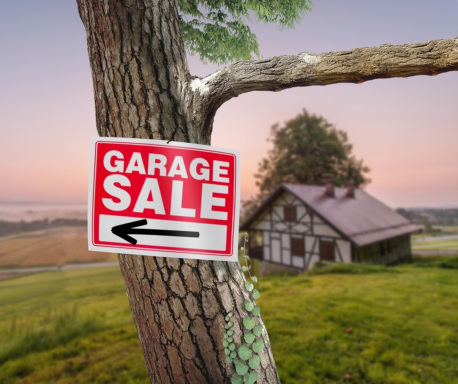 GARAGE SALE Sign Red Yard Sales Street Signs by Ram-Pro – 9 x 12 inch (4 Pack)