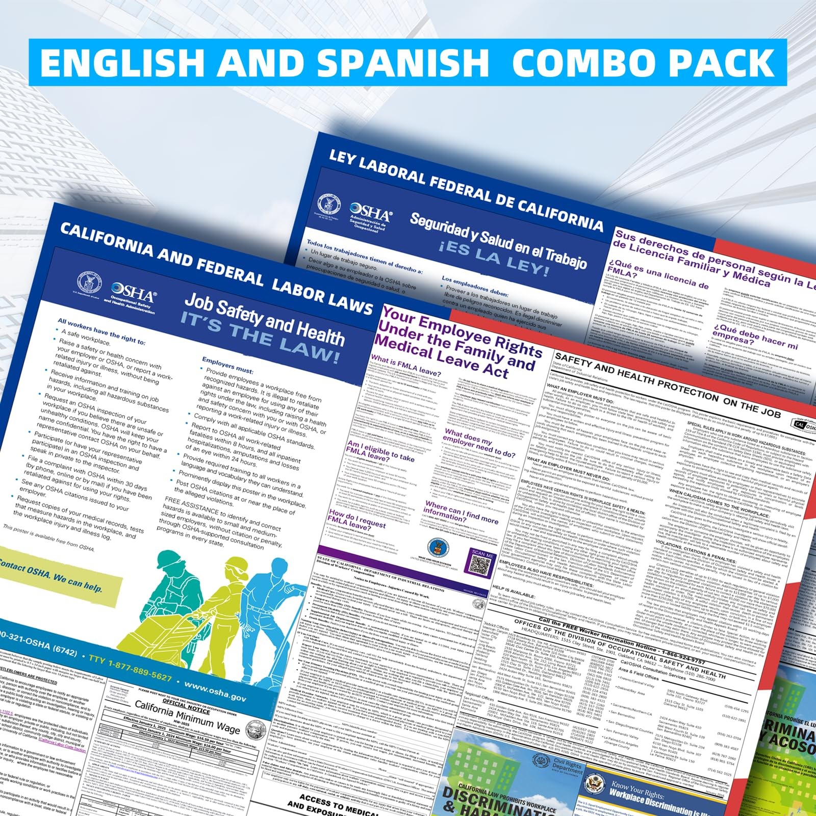 2026 California State and Federal Labor Laws Poster – English & Spanish Combo…