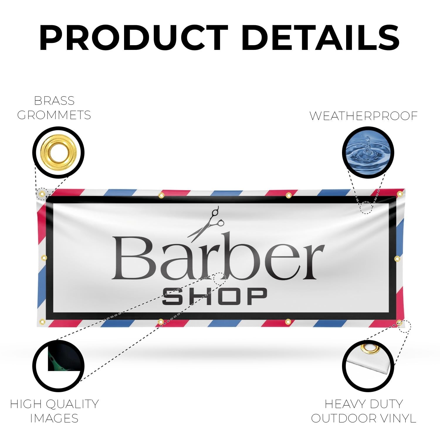 SignMission Barber Shop Banner Sign 36 Inch X 96 Inch 13 Oz Vinyl Metal