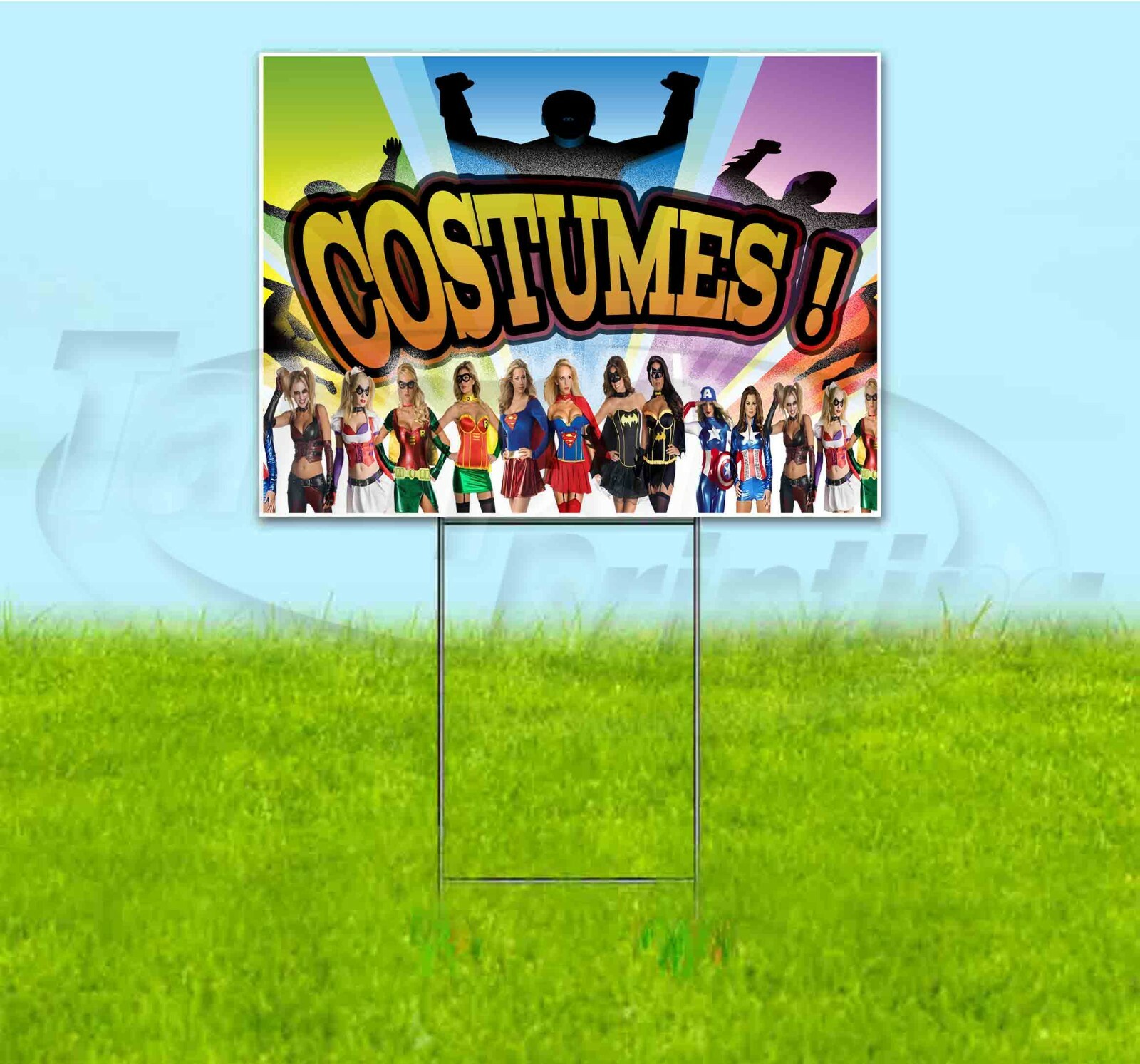 COSTUMES 18×24 Yard Sign WITH STAKE Corrugated Bandit USA BUSINESS HALLOWEEN