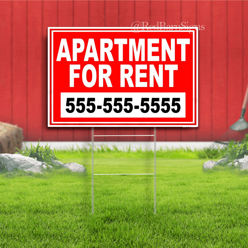 APARTMENT FOR RENT CUSTOM PHONE Advertising Vinyl Yard Sign Many Sizes