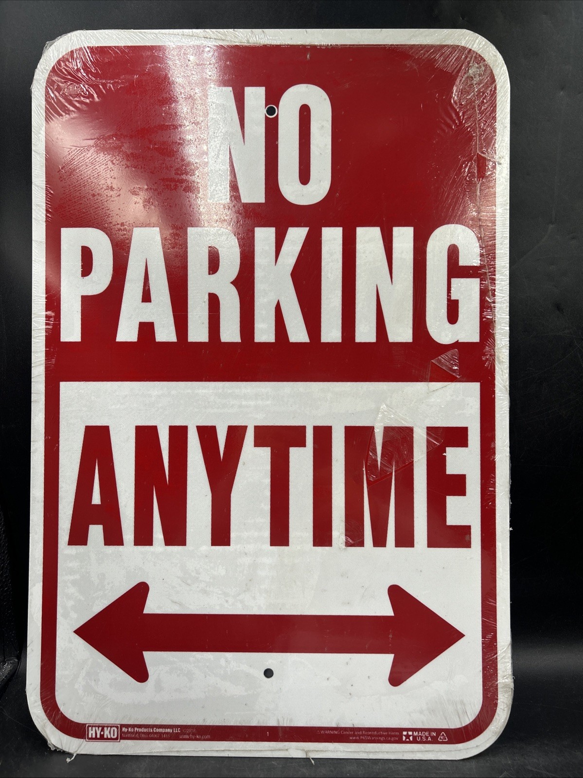 No Parking Anytime Double Arrows Metal Sign warning towed 18×12