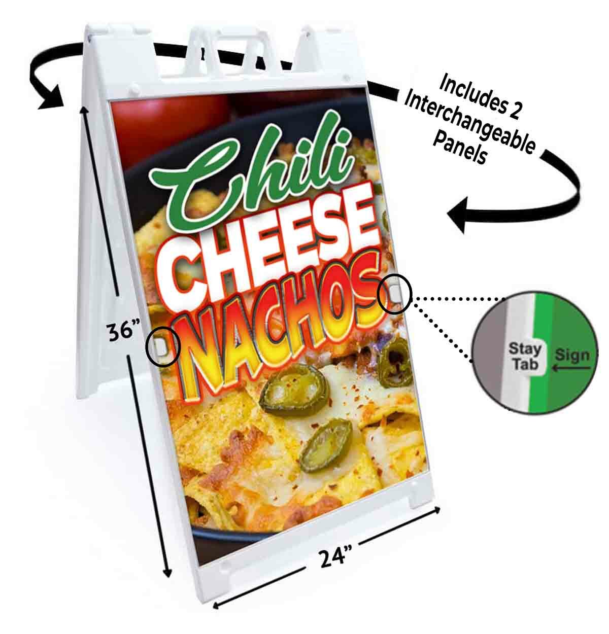 CHILI CHEESE NACHOS Signicade 24×36 A Frame Plastic Sidewalk Sign CARNIVAL FOOD