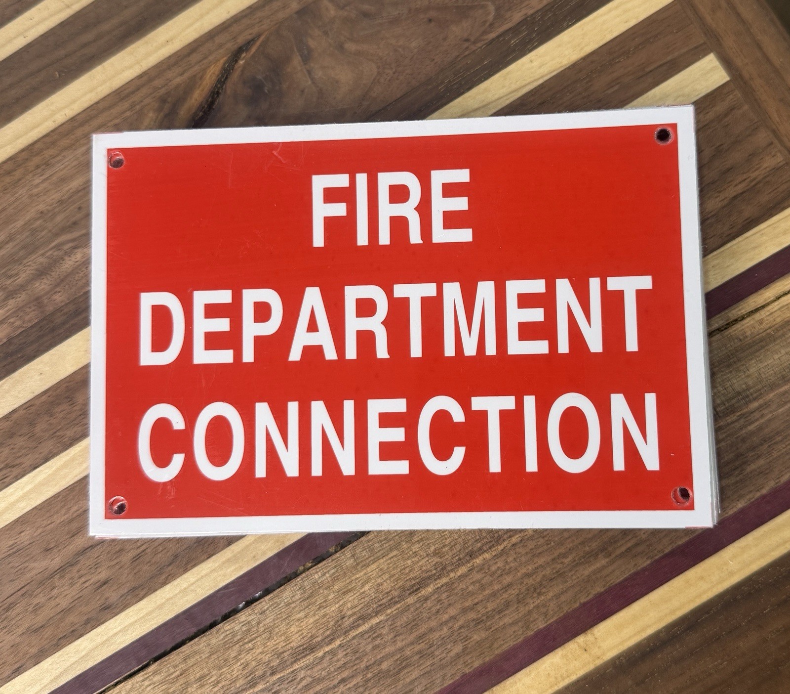 (25) FIRE Department Connection Sign – RED – Aluminium 6×4 FDC – LOT OF 25