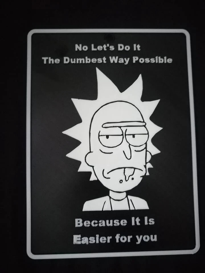 Rick and Morty Hard Plastic Sign White and Black