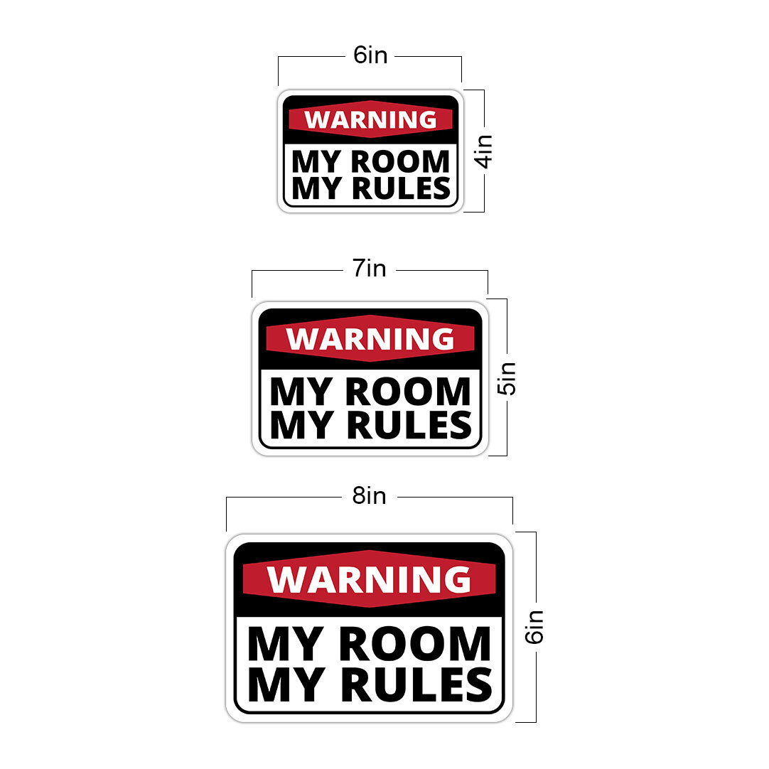 Classic Framed Plus Warning My Room My Rules Wall or Door Sign