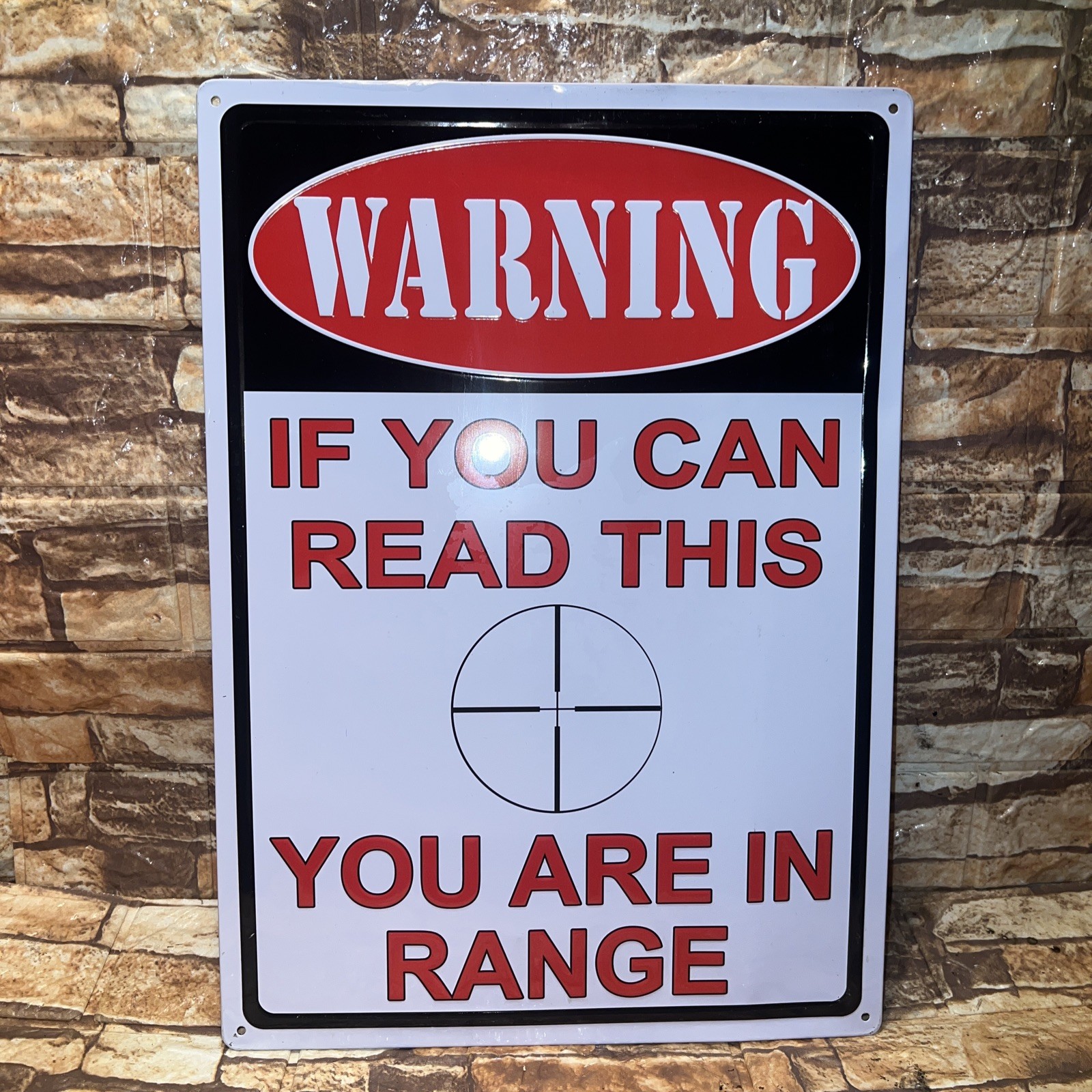 “Warning If You Can Read This You Are In Range” Tin Metal Sign 12”x17” ForSafety