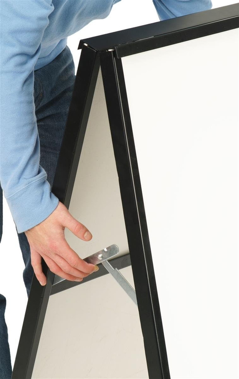 Black Finish Steel Sidewalk Sign Frame, 30-3/8 X 43 X 25-1/4-Inch, Double-Sided,