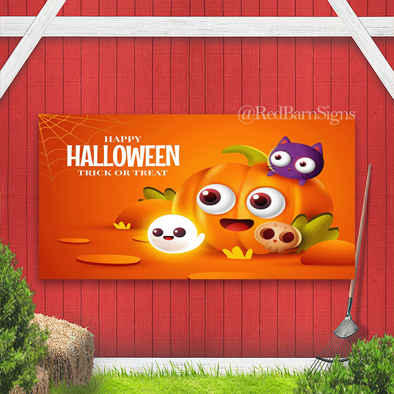 Halloween celebration orange pumpkin banner