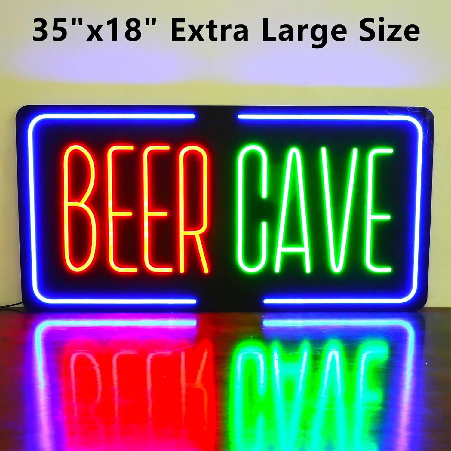 35″X18″ Extra Large LED BEER CAVE Sign for Business, Super Bright Unique Design