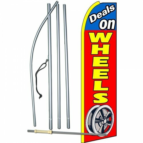 Complete 15′ Deals On Wheels Red Kit Swooper Feather Flutter Banner Sign Flag