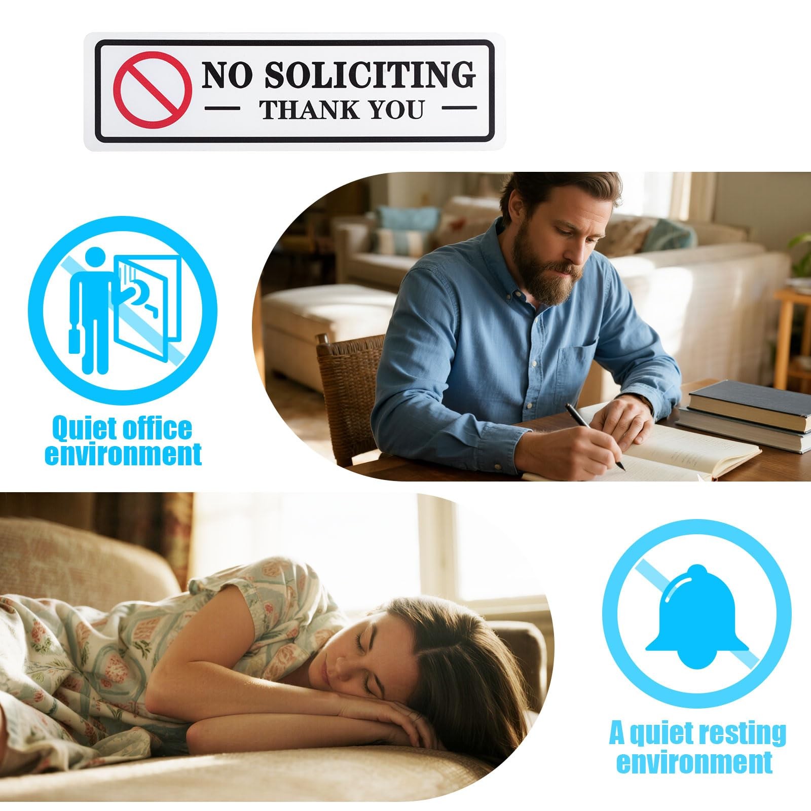 2 Pack No Soliciting Sign for House That Keeps Solicitors Away, 2 Super Strong T