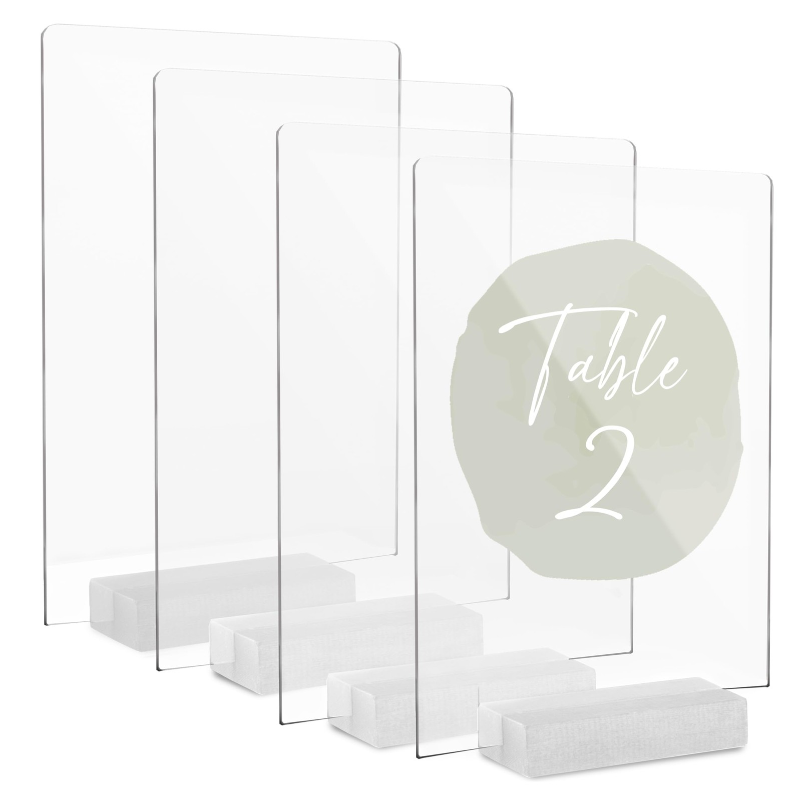 Ilyapa Acrylic Sign Holders with 8 x 10 Inches – Pack of 4, White Wood Finish