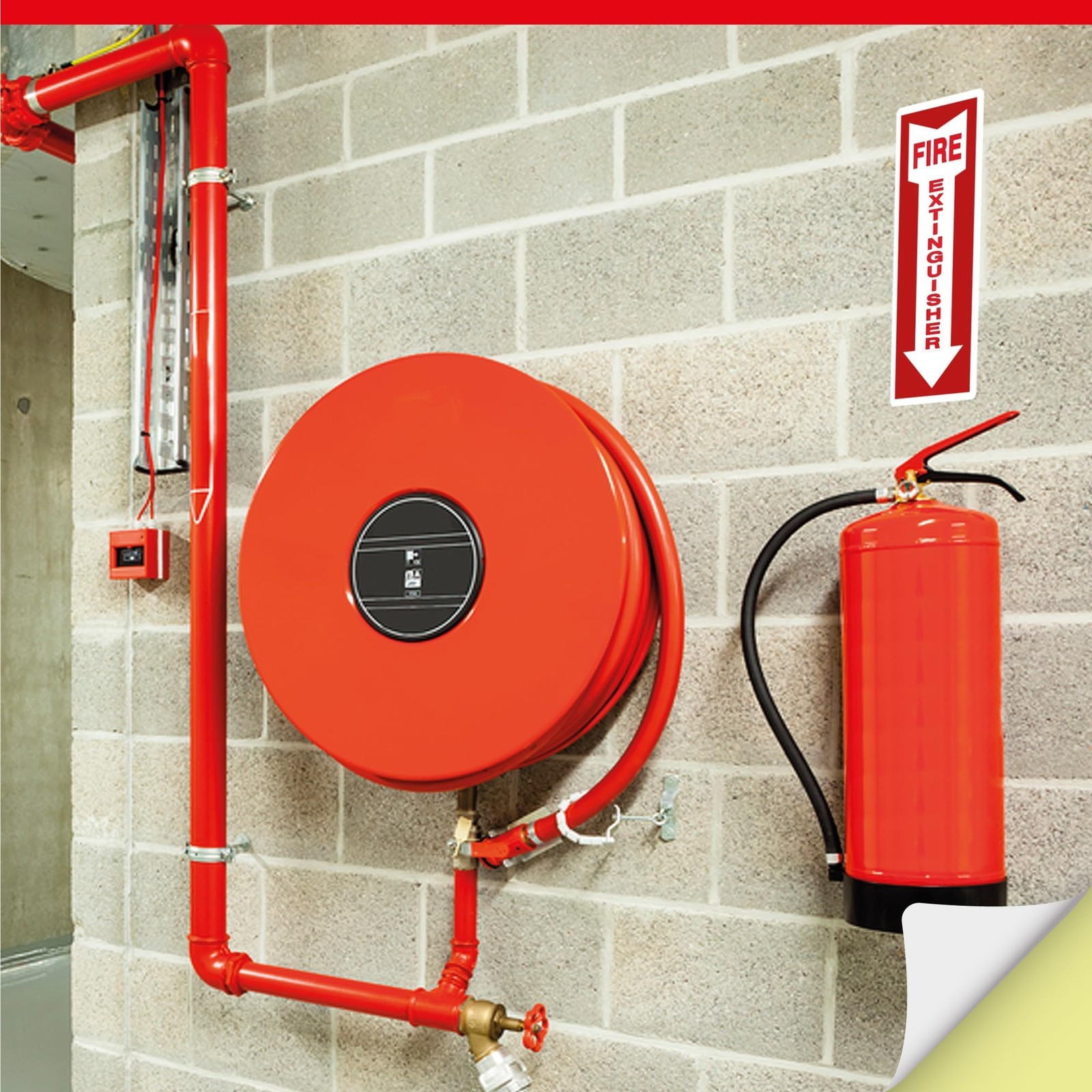12 Pack Fire Extinguisher Stickers Vinyl Safety Signs with Arrow
