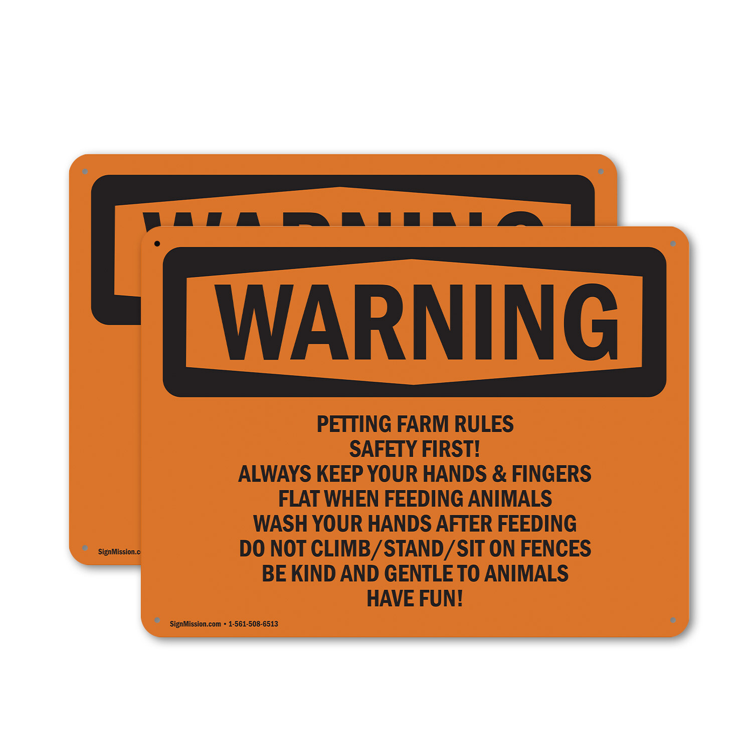 (2 Pack) Petting Farm Rules Safety First! Always OSHA Warning Sign Decal Metal