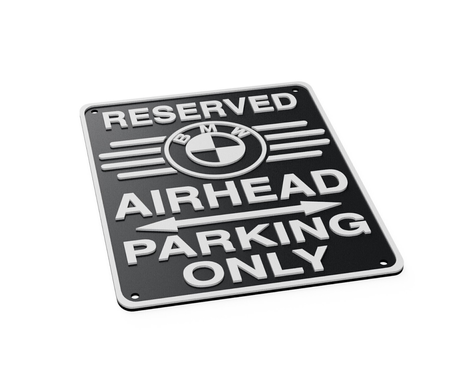 BMW Workshop Garage Parking Hard Plastic Sign Black and White