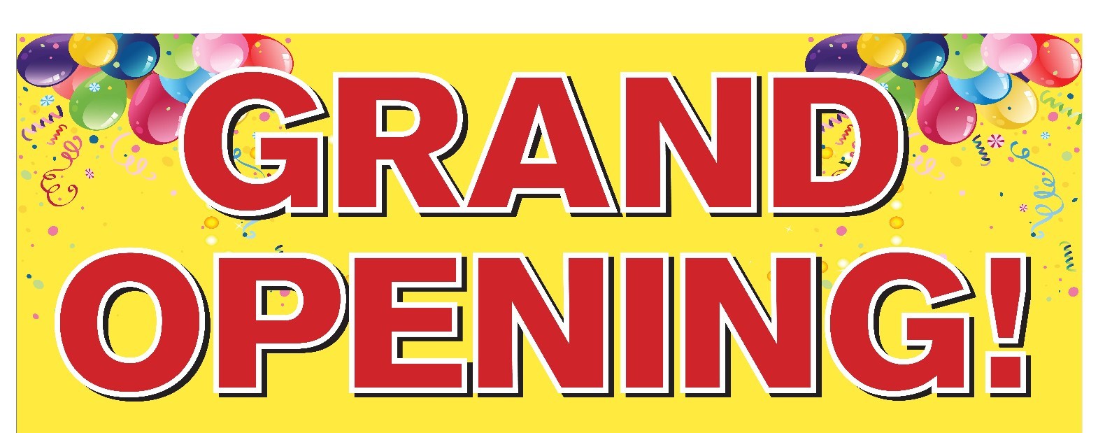 Grand Opening Banner 24″x64″ Free Shipping & Customization, Ready to Hang!