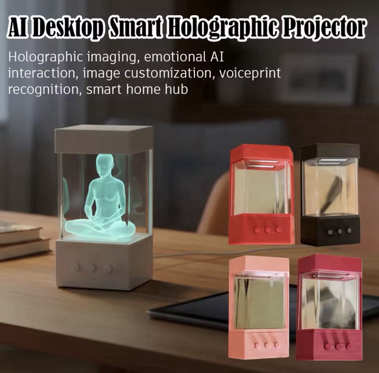 New AI Desktop Smart Holographic Projector 3D Pod Image Display Create Companion