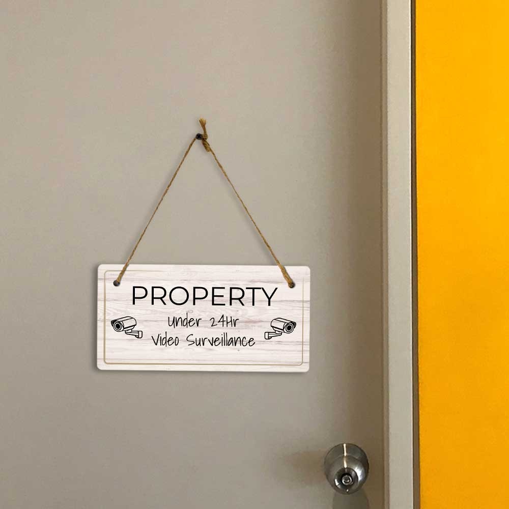 Security & Surveillance | Rustic Light Wood 5 x 10″ Hanging Signs