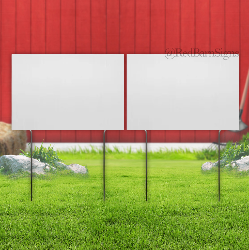 8×12 Inch BLANK WHITE Yard Sign with Stake – 2 PACK