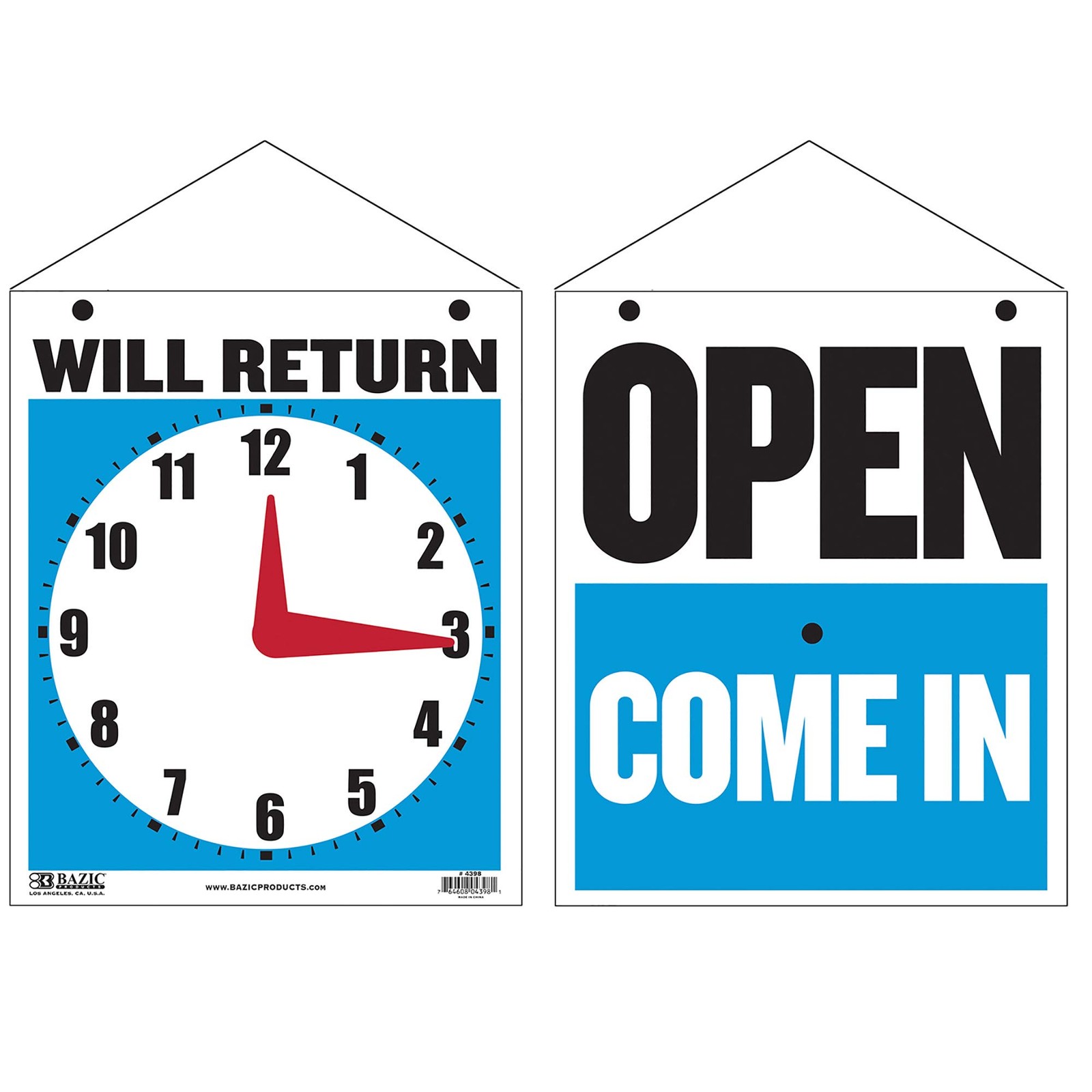 Will Return/Open Clock Sign, 7.5 x 9 in, DoubleSided