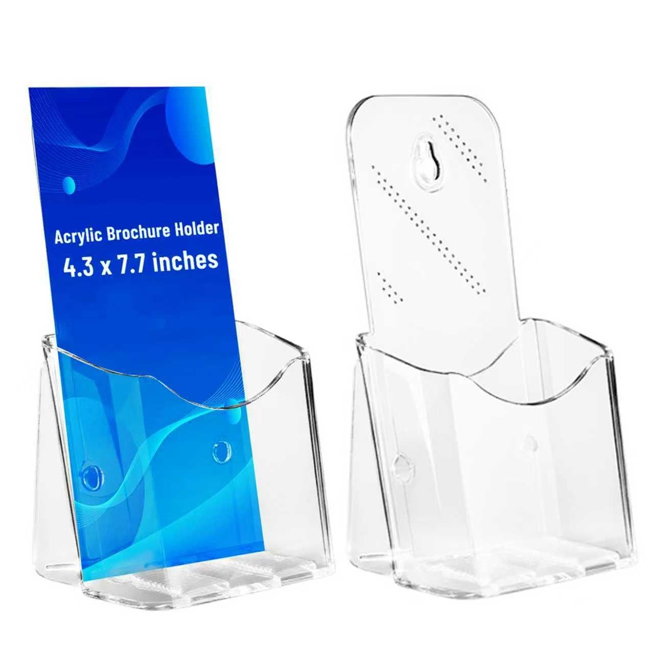 Liyeeeuo 2 Pack 4×9 Inches Brochure Display Stand,Acrylic Transparent