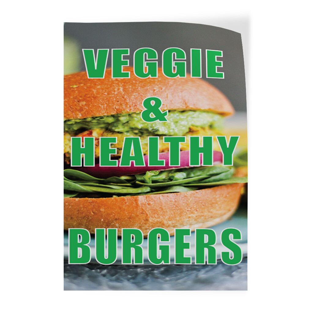Door Decals Vertical Vinyl Stickers Multiple Sizes Veggie & Healthy Burgers
