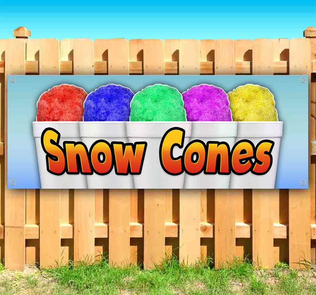SNOW CONES Advertising Vinyl Banner Flag Sign Many Sizes FOOD DESSERT DRINKS ICE