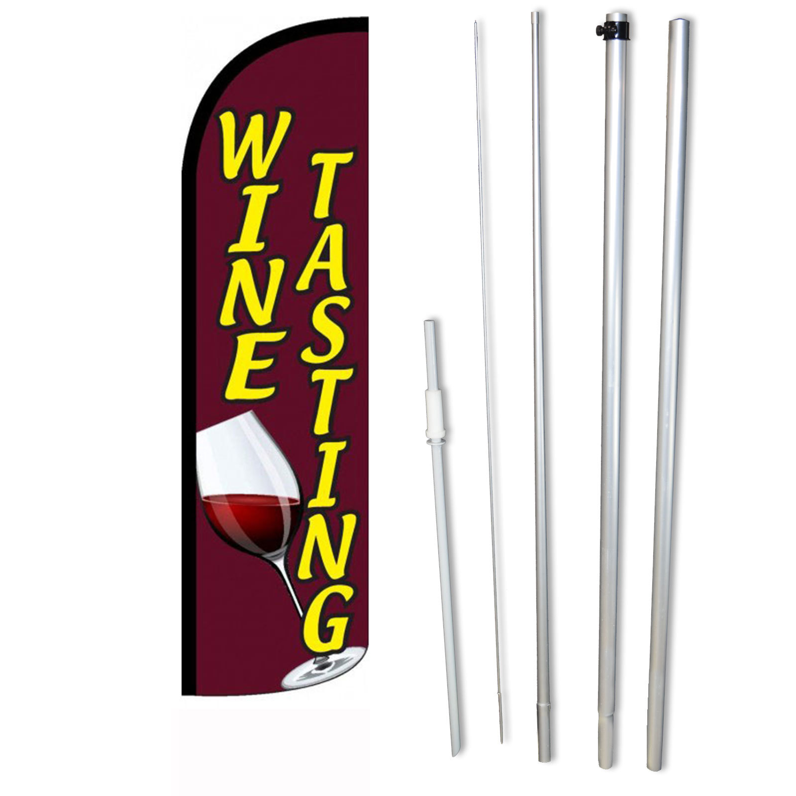 Wine Tasting Flag Flutter Feather Banner Swooper Wide Windless Bundle Kit