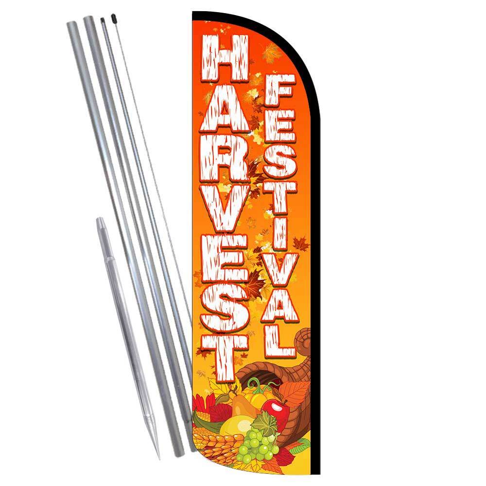 HARVEST FESTIVAL Premium Windless Feather Flag Bundle (Complete Kit) OR Optional