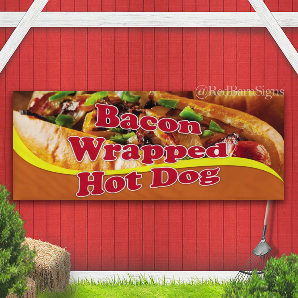 Vinyl Banner Multiple Sizes Bacon Wrapped Hot Dog Advertising Printing Outdoor