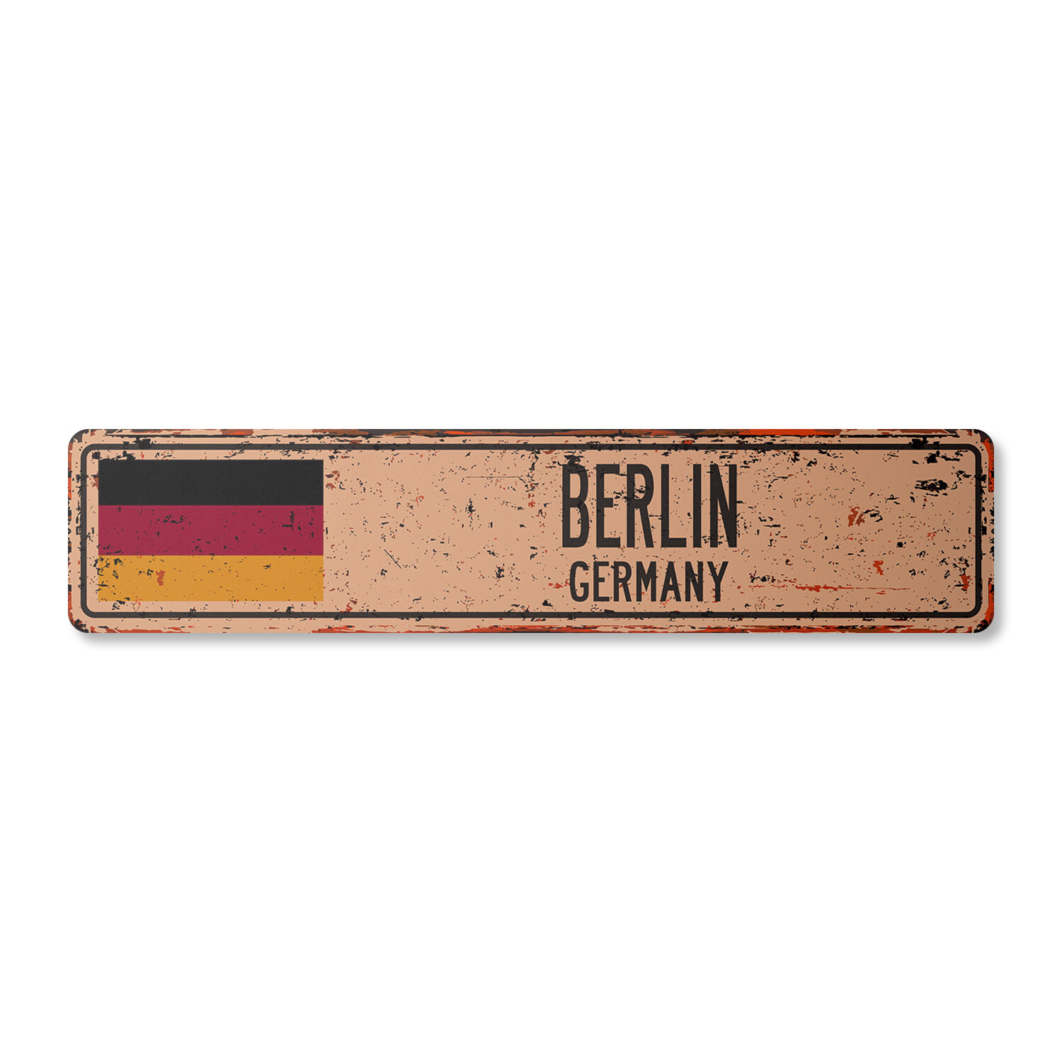 BERLIN GERMANY Vintage Street Sign German flag city country road wall rustic