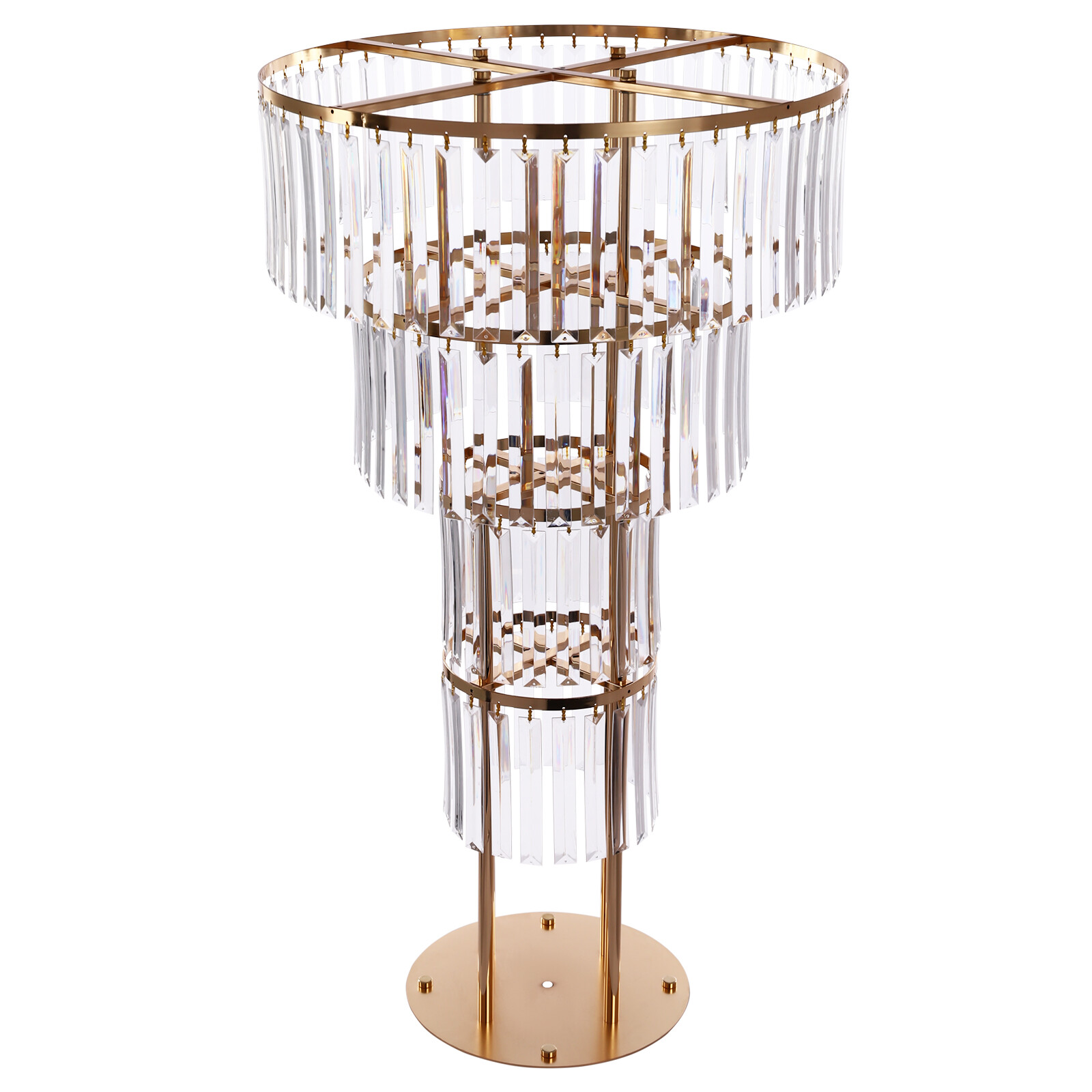Wedding Gold Crystal Flower Stand, Round Pedestal Stand, Crystal Flower Stand