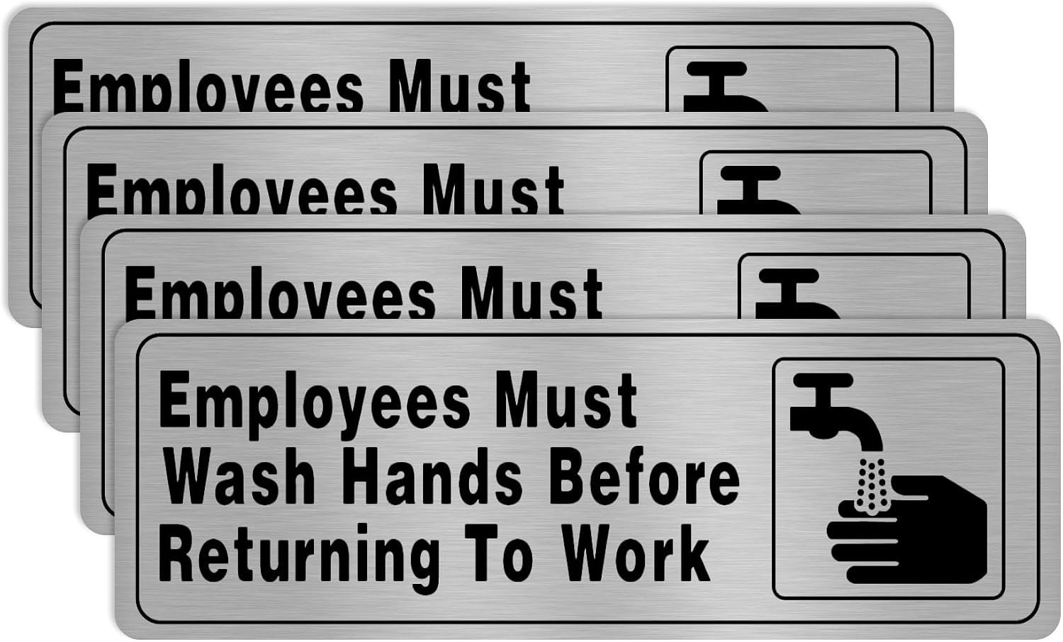 Employees Must Wash Hands Before Returning to Work 9×3 Inch Aluminum Silver Sign