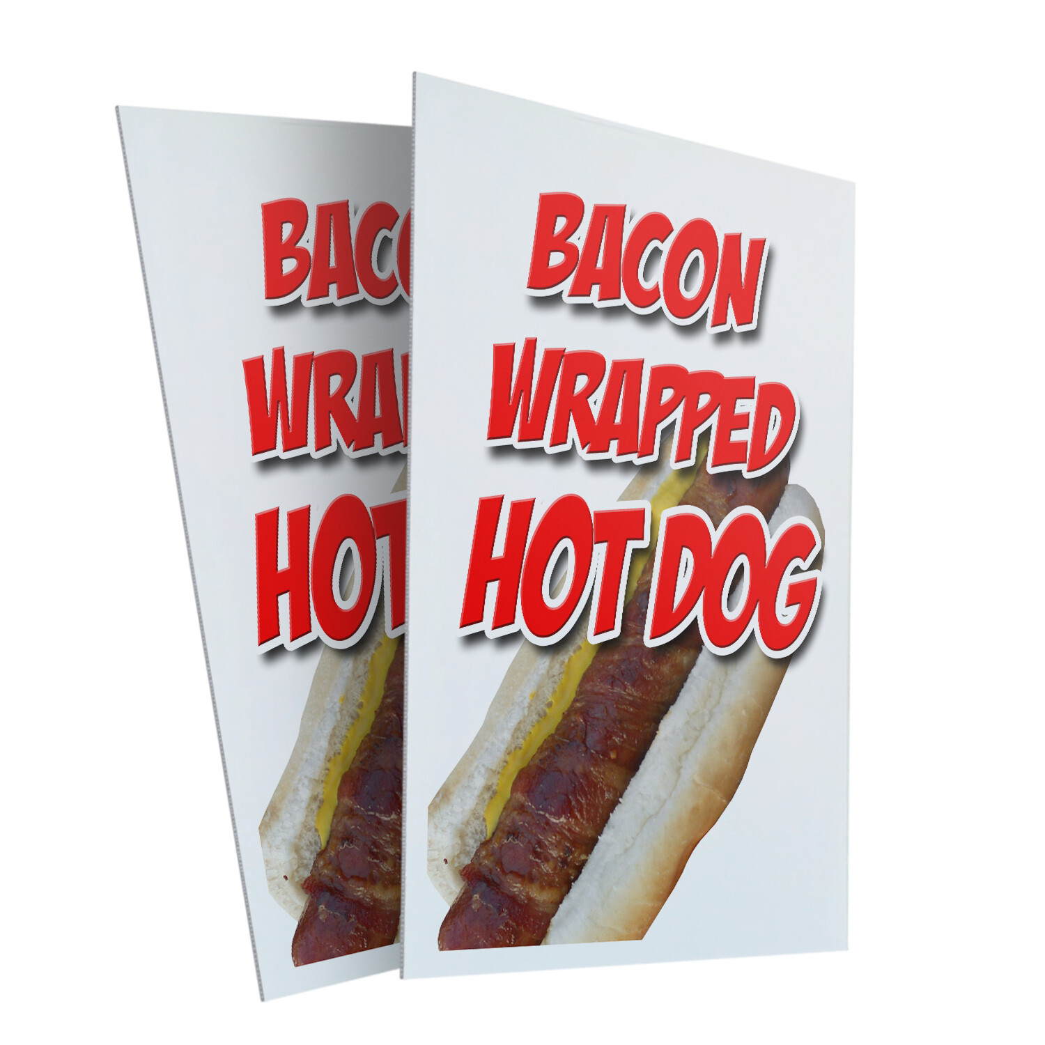 Bacon Wrapped Hot Dog 24″ x 36″ 2 Pack Of Store Sign Plastic Or Decal