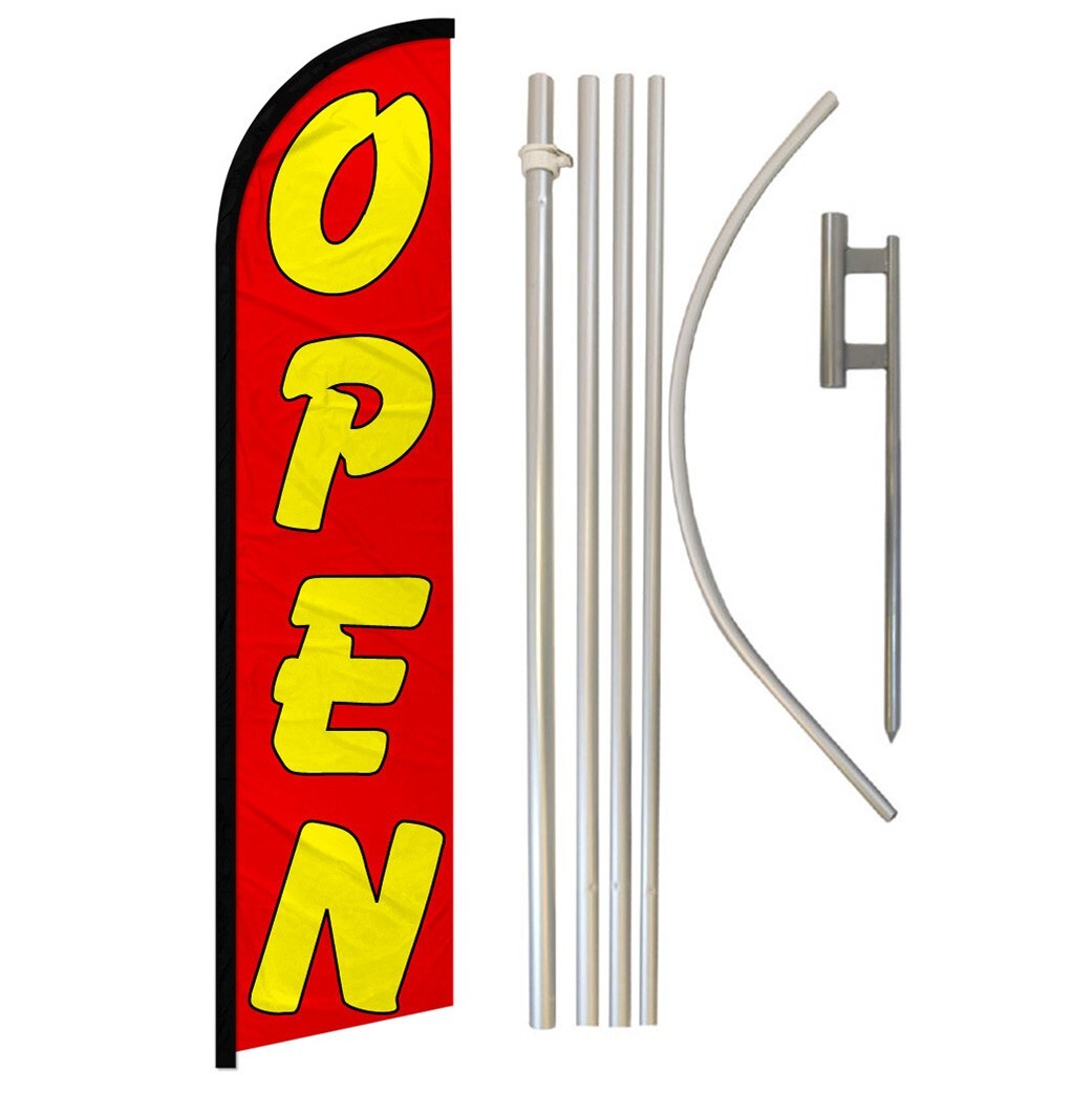 Open Full Curve Windless Swooper Flag Pole Kit Now Open YW/RD