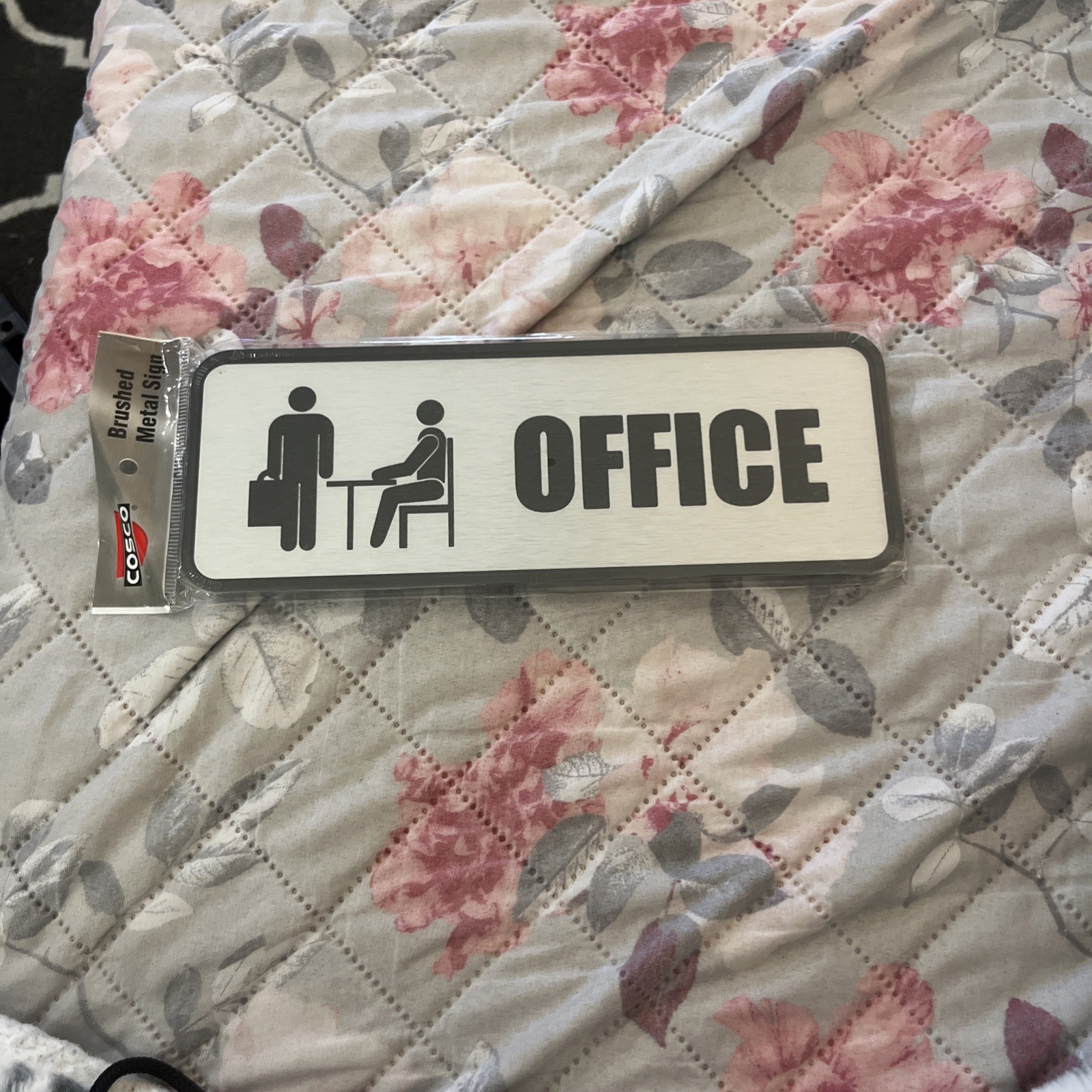 Cosco Brushed Metal Sign, OFFICE, 3″ x 9″ (098209)