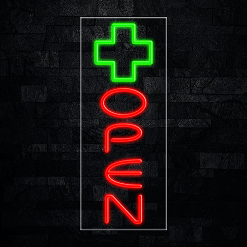 Green Cross Open LED Neon Sign 12″L x 30″H #31537