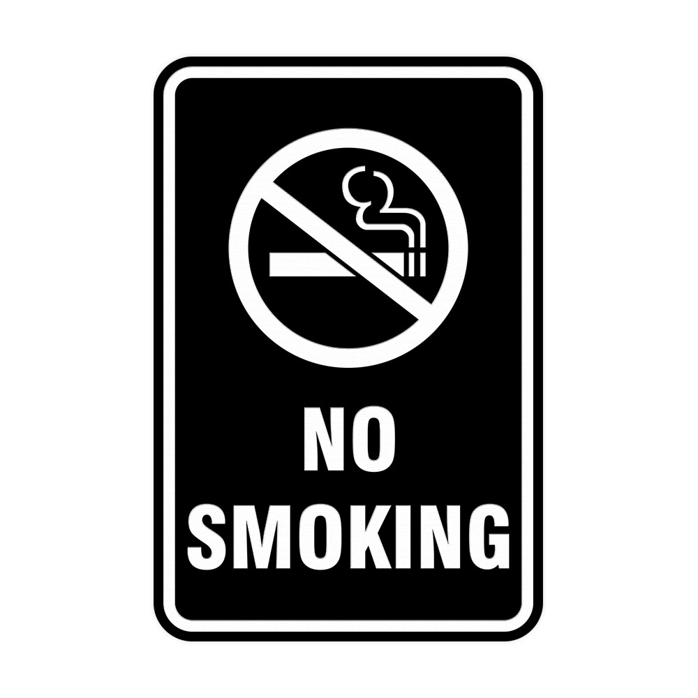 Signs ByLITA Portrait Round No Smoking Sign (Black) – Small 4×6″