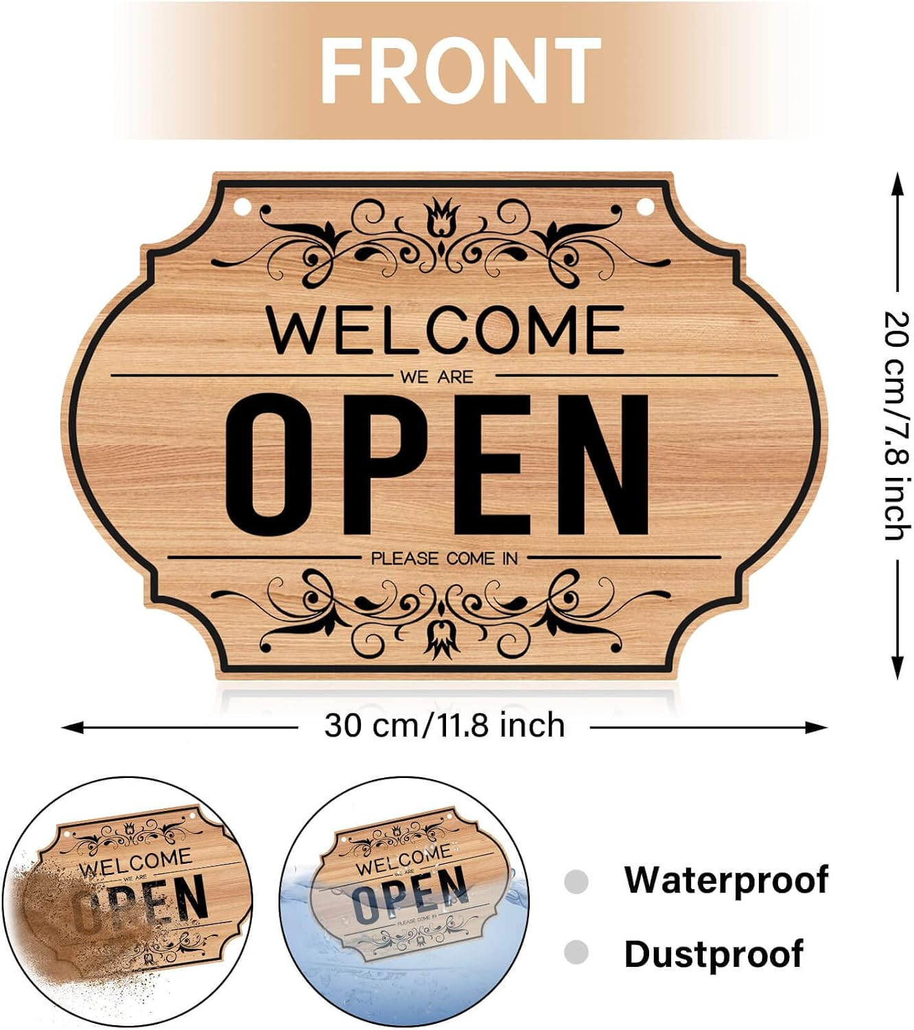 Open Signs – Double Sided Open Closed Sign Business Hours Hanging with Rope Hour