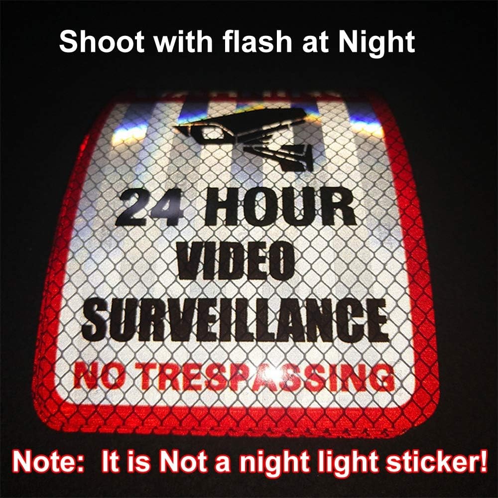 5 Pack Video Surveillance Sign Reflective Sticker Decal Self Adhesive 5.9″ x 4″,